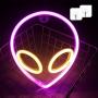 Wanxing Alien Neon Signs LED Neon Wall Sign Pink Yellow Neon Lights for Bedroom Kids Room Hotel Shop Restaurant Game Office Wall Art Decoration Sign Party Supply Gift (Pink+Yellow)