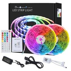 LED Strip Lights 32.8ft IP65 Waterproof 5050 RGB 300 LEDs Light Strips with Bluetooth and 44 Keys IR Remote Control, Music Sync Color Changing Led Strip Lights for Bedroom