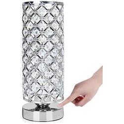 Sliver Crystal Touch Control Table Desk Lamp, Acaxin Dimmable Bedside Lamp led with Bulbs, Crystal Nightstand Lamp with Sliver Crystal Shade, Decorative Crystal Accent Lamp for Bedroom/Living Room