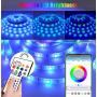 Led Strip Lights 16.4ft, Bluetooth Music Sync Color Changing 5050 RGB LED Lights 300 Led Light Strips with Remote, Waterproof led Strip Lights for Room, Bedroom, Kitchen, Home Decoration