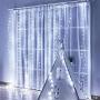 LoveNite Curtain String Lights with Voice Activated, 300 LED Window Music Fairy Lights String USB Powered Remote for Christmas Wedding Party Indoor Outdoor Home Decor (Cool White)