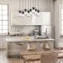 Wellmet 8-Light Mason jar Chandelier for Kitchen Island, Farmhouse Rustic Linear Cluster Hanging Pendant Light Fixture Dining Room Living Room, Matte Black Finish with Glass Shades