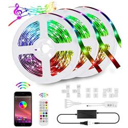 LED Lights for Bedroom 50ft,LED Light Strip Music Sync Color Changing 5050 RGB Light Strips for Room with Bluetooth Remote Controlled LED Lights for Bedroom TV, Party, Home