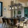MELUCEE 4-Light Dining Room Chandelier Black Rectangle Rustic Light Fixtures Ceiling Hanging, Farmhouse Pendant Lighting for Kitchen Island Foyer Restaurant