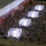 Solar Glass Brick Light,Ice Cube Lights,LED Landscape Light Buried Light Square Cube,Frosted Glass Light for Christmas Outdoor Path Road Yard 4 pcs (Cold White)