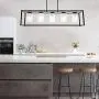 VINLUZ 5 Light Kitchen Island Chandeliers Farmhouse Black Linear Dining Rooms Lighting Fixtures Hanging with White Alabaster Glass Shade Rectangle Modern Industrial Pendant Ceiling Lights VINLUZ 5 Light Kitchen Island Chandeliers Farmhouse Black Linear Dining Rooms Lighting Fixtures Hanging with White Alabaster Glass Shade Rectangle Modern Industrial Pendant Ceiling Lights