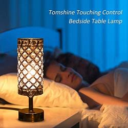 Tomshine Crystal Table Lamps, Touch Control Lamp Dual USB with AC Outlet 3-Way Dimmable Silver Bedside Nightstand Small Desk Lamp for Living Room Bedroom Decorative Table Light (Include Bulb)