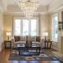 MonDaufie Crystal Chandelier 10 Lights Dimmable Gold Crystal Chandelier Semi Flush Mount Ceiling Light Fixture for Living Room Dining Room Bedroom Bathroom, H20.5 x D20