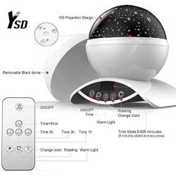 YSD Night Lighting Lamp, Modern Star Rotating Sky Projection, Romantic Star Projector Lamp for Kids, USB Rechargeable & Remote Control, Best Gifts for Kids,Bedroom(White)