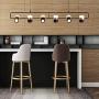 Modern 6-Light Kitchen Island Chandelier, Black Farmhouse Adjustable Metal Shades Pendant Lighting, Vintage Industrial Linear Ceiling Fixture Hanging Light for Dining Room, Pool Table, Bar