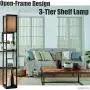 Magshion Floor Lamp with 3- Tier Shelves, Living Room Bedroom Lighting Corner Bookshelf Lamp for Home Decoration Convenience Stand and Display Shelf, Walnut Magshion Floor Lamp with 3- Tier Shelves, Living Room Bedroom Lighting Corner Bookshelf Lamp for Home Decoration Convenience Stand and Display Shelf, Walnut