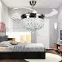 42'' Crystal Ceiling Fan Light with Remote Control Retractable Blade LED Chandelier 3 Colors Dimmable Pendant Lamp for Living Room Bedroom Basement Kitchen