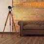 Industrial Tripod Floor Lamp for Living Room Bedroom, Vintage Standing Reading Lamp with Metal Wood Leg for Studio,Study Room and Office, Black (Blub not Included))