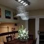 Moooni Modern Rectangular Crystal Chandelier Lighting Wave Raindrop Pendent Flush Mount Ceiling Light Fixture for Dining Room L31.5'' x W11.8'' x H27.6''