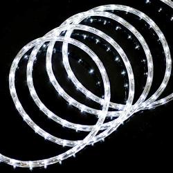 C-CHAIN 100ft/30m Plug in LED Rope Lights Outdoor, 1080 Daylight White LEDs, 110V, 2-Wire, Waterproof, Lighting Kit, UL Listed Power Decoration Flexible Indoor, Garden Stairs Balcon(100ft, Cool White)