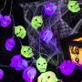 Huishang Halloween String Lights, Skull Light with 15 LED, Battery Operated Halloween Lights for Outdoor Indoor Decorations, Lights String for Halloween Party, Path Lights, Window Wall Decor Lights
