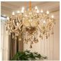 Lymxxl Contemporary K9 Crystal Chandelier 15 Lights Cognac Color Candle Pendant Light Adjustable Chain Fixtures Hanging for Bedroom Living Room Foyer (15 Light)