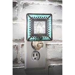 Blue Night Light Decorative Accent Lite Wall Plug in Nightlight for Hallway Bedroom Bathroom Nursery Kitchen Aquamarine Home Décor J Devlin NTL 166