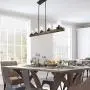 Farmhouse Chandeliers for Dining Room,5-Lights Kitchen Island Lighting,Rectangle Wood Chandeliers with Seedy Glass Shape Farmhouse Chandeliers for Dining Room,5-Lights Kitchen Island Lighting,Rectangle Wood Chandeliers with Seedy Glass Shape