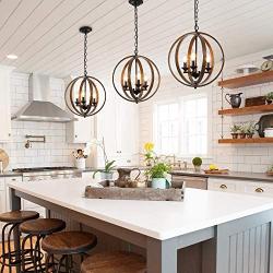 Chandeliers for Dining Room, Orb Light Fixtures Hanging for Kitchen Island, Modern Farmhouse Pendant Lighting for Foyer, 15.5”