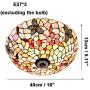 Vintage Flush Mount Ceiling Lamp 16 Inch Tiffany Style Shell Butterfly Peony Flower Shade Ceiling Light Fixture for Living Room Bedroom Dining Room Hallway