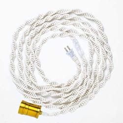 Macrame Plug in Pendant Light Cord fixtures Hanging lamp Cover with%100 Cotton of Macrame kit - 14ft with Plug, Switch and White Socket Fitting for Living Room, Bed Room, Dining Room and Office.