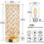 Touch Control Crystal Table Lamp with 2 USB Charging Ports, 3-Way Dimmable Bedside Desk Lamps with Decorative Gold Crystal Lampshade, Nightstand Lamp for Bedroom Living Room, T45 E26 LED Bulb Included