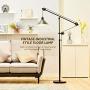 CO-Z Industrial Pulley Floor Lamp Adjustable, 70’’ Antique Floor Task Lamp in Matte Black Finish, Metal Standing Floor Lamp Over Couch for Living Room Reading Office Bedroom.