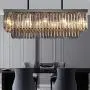 BAYCHEER Luxury Smoke Crystal Modern Chandelier,Rectangle 10 Bulbs Crystal Droplets Pendant Suspension Lamp Light Fixture Hanging Dining Room Kitchen Island,Bulb Not Included,31.5''