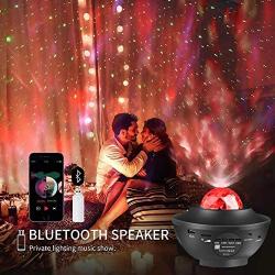 Star Projector Light, LED Night Light Sky Star Ocean Wave Projection with Bluetooth Speaker Voice Control for Baby Kids Bedroom Holidays Party Home