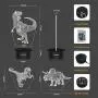 Dinosaur Toys Night Light - 3D Night Lamp with Three Patterns & Remote Control & Smart Touch+16 Colors Changing Dimmable, Brithday Gifts for 2 3 4 5 6 7 8 Year Old Boys Girls Dinosaur Fans