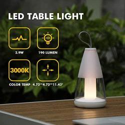 LUTEC LED 190LM Night Light Touch-Button Operation 3 Step Dimmer Portable & Moveable Table Light Outdoor,Waterproof Exterior Atmosphere Lighting for Patio, Tent
