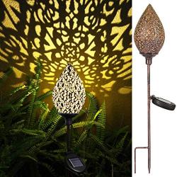 Ulmisfee Garden Solar Lights Pathway Outdoor Solar Stakes Lights, Waterproof Decorative Metal Olive Lights for Yard, Lawn, Patio, Courtyard (Garden Solar Lights A)