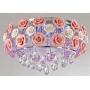 Healer 19.7 inch Crystal Chandelier Ceiling Light Semi Flush Mount Fixtures with 5 E12 Base, Modern Romantic Ceramics Rose Decoration Hanging Lighting Fix for Dining/Living Room Bedroom