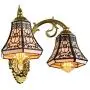 RUNNUP Elegant Tiffany Wall Sconce Iron Fence Stained Glass Adjustable Wall Light Vintage Lighting 2 Lights for Dining Room, Bathroom,Kitchen Bronze Finish