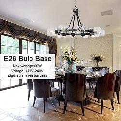 TULUCE 10-Light Pendant Lighting, Round Chandeliers Lighting Black with Glass Shades Fixture Vintage Farmhouse Adjustable Hanging Lamp for Dining Rooms Bedrooms Living Room Kitchen Island