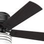HUNTER 55080 Cedar Key Indoor / Outdoor with LED Light and Remote Control, 52'', Matte Black