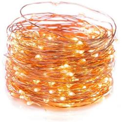 Fairy String Lights, 40 Feet 120 LED Copper Wire Firefly Lights for Bedroom Wedding Gathering Party Christmas Tree Garland Wreath Decoration, Warm White (Usb&Adapter)