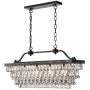 Edvivi 4-Light Antique Bronze Rectangular Linear Crystal Chandelier Dining Room Ceiling Fixture | Glam Lighting