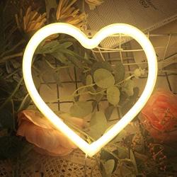 Heart Neon Signs for Wall Decor,USB or Battery Decor Light,Neon Light for Bedroom,LED Neon Decorative Lights for Christmas,Party,Girls Living Room(Warm White)