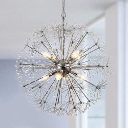 Maxax Firework Crystal Chandeliers 8 Lights Pendant Lighting for Dining Room,Bathroom,Bedroom (Chrome)