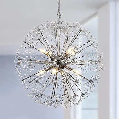 Maxax Firework Crystal Chandeliers 8 Lights Pendant Lighting for Dining Room,Bathroom,Bedroom (Chrome)