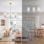 VINLUZ 3 Lights Modern Chandeliers Metal Light Fixtures Ceiling Brushed Nickel Industrial Pendant Lighting for Dinging Room Living Room Kitchen Bedroom Hallway