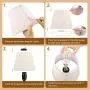 USB Bedside Table Lamp with Outlet, 3-Way Touch Control Dimmable Bedroom Lamp, Set of 2 Bedside Nightstand Lamps Fabric Shade for Bedroom Living Room Office, E26 LED Bulb Included