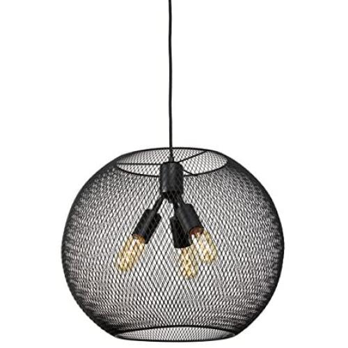 LampLust Industrial Black Mesh Pendant, 3-Light Hanging Ceiling Fixture, Metal Shade, Indoor Use - ETL Listed