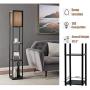 Magshion Floor Lamp with 3- Tier Shelves, Living Room Bedroom Lighting Corner Bookshelf Lamp for Home Decoration Convenience Stand and Display Shelf, Walnut