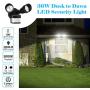 CINOTON 36W LED Flood Light Motion Sensor Light Outdoor, Adjustable Dual-Head Dusk to Dawn Security Light, IP65 Waterproof, 3000 Lumens, 5000K, Upgrade Double Motion Sensor, Black