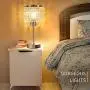Set of 2 Crystal Touch Control Table Lamp, 3-Way Dimmable Bedside Lamps with Dual USB Charging Ports, K9 Crystal Shade Nightstand Bedside Desk Light for Bedrooms Living Room, E26 6W LED Bulb Included