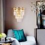 European Crystal Wall Lamp Modern Wall Lamp Sconce 40W E14 Mounted Lights for Bedroom Hotel Living Room Dining Room Study Room Gold Finish[Energy Class A+]
