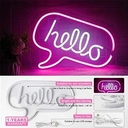 Neon Hello Signs Neon Wall Sign for Cool Light, Wall Art, Bedroom Decorations, Home Accessories, Party, and Holiday Decor (Hello)